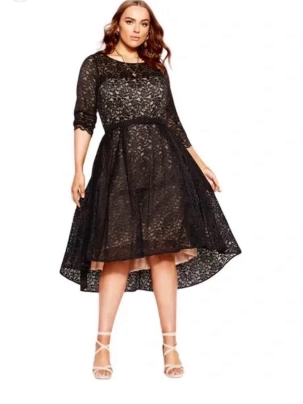 City Chic Black Lace High-Low Dress